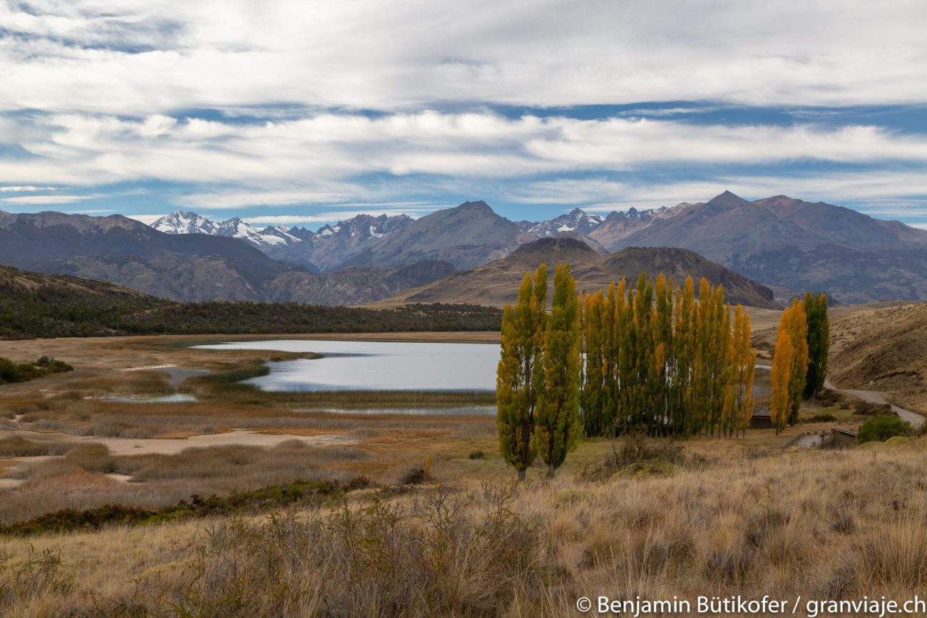 View of Parque Patagonia, mountains, a lake and trees